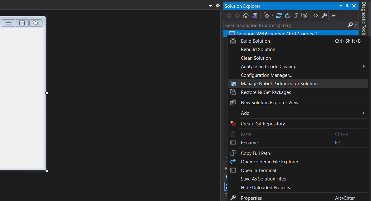 Visual Studio Solution Explorer