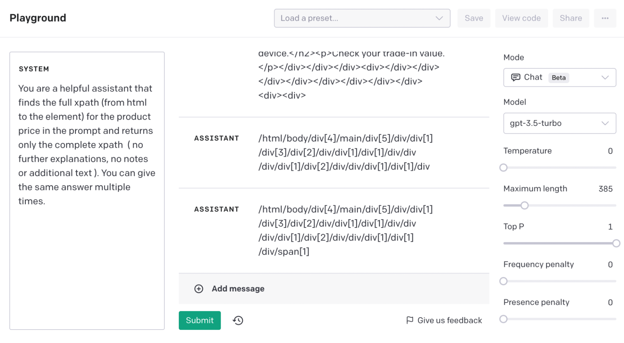 OpenAI xPath result for the BestBuy website