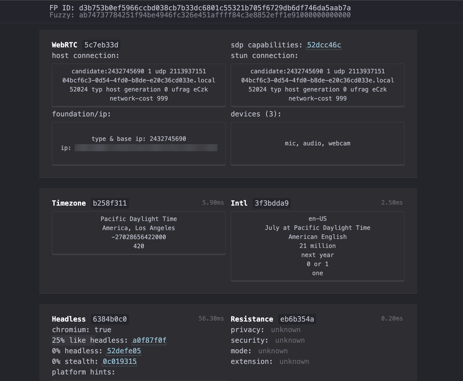 ixBrowser on CreepJS, real Apple M1, 0% headless, frozen UA
