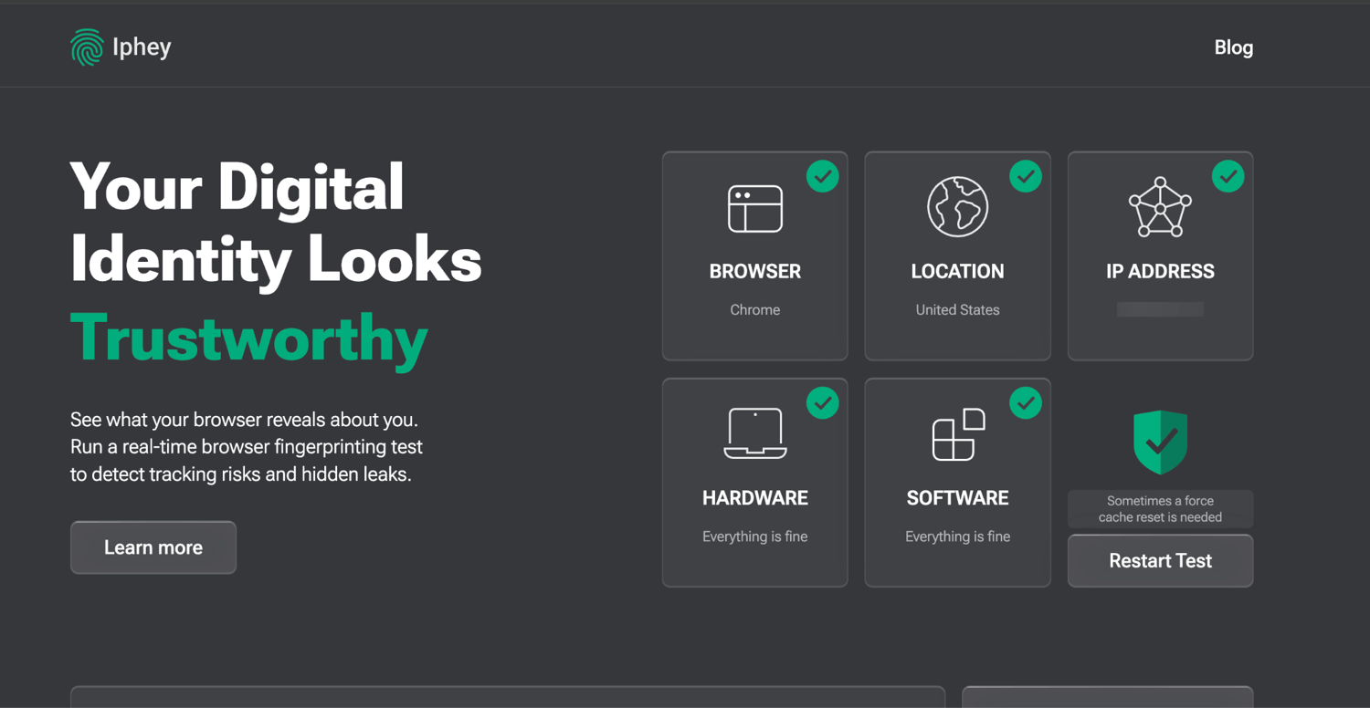Kameleo passing Iphey, digital identity looks trustworthy
