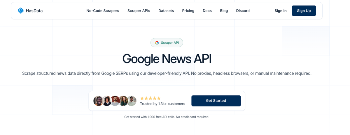 HasData structured news API