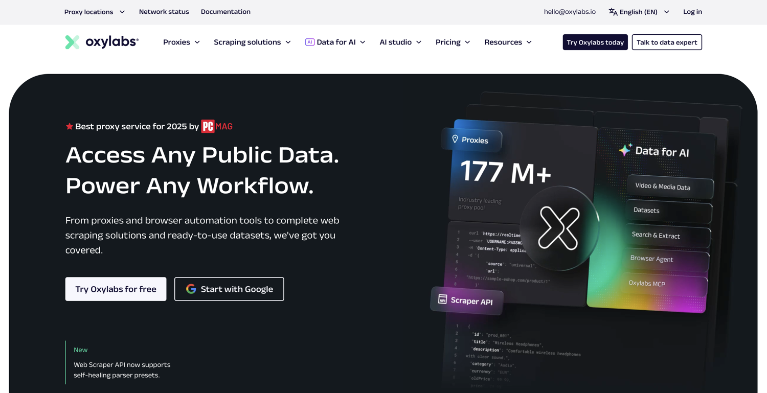 Oxylabs homepage