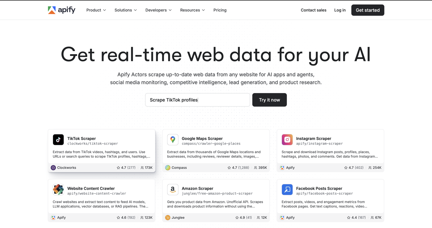 Apify homepage