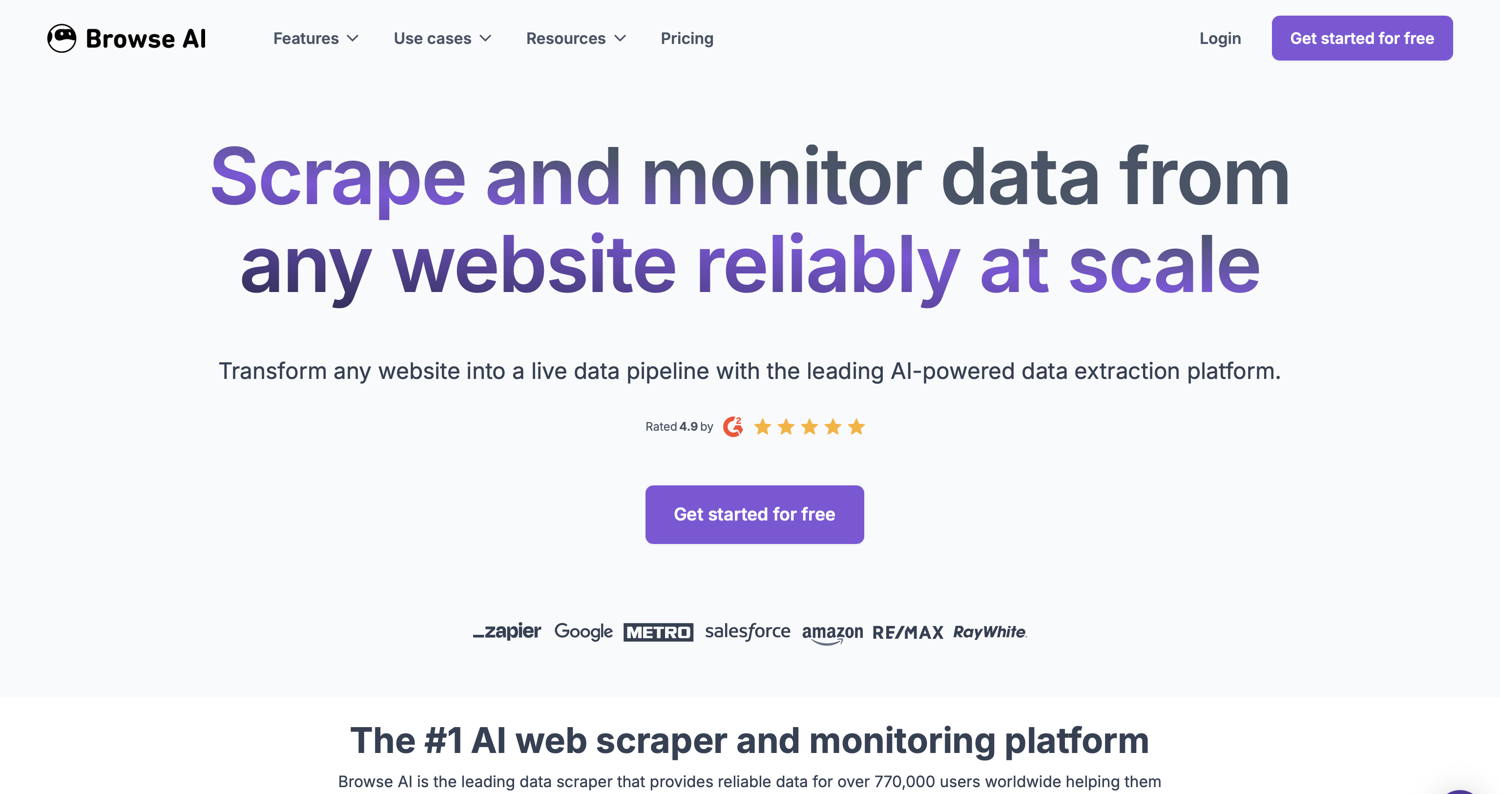 Browse AI homepage