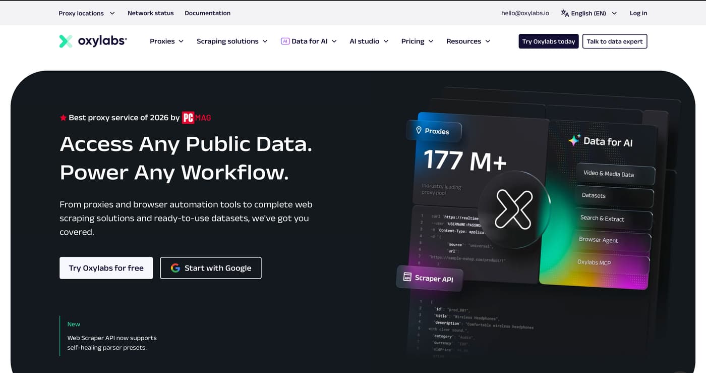 Oxylabs homepage