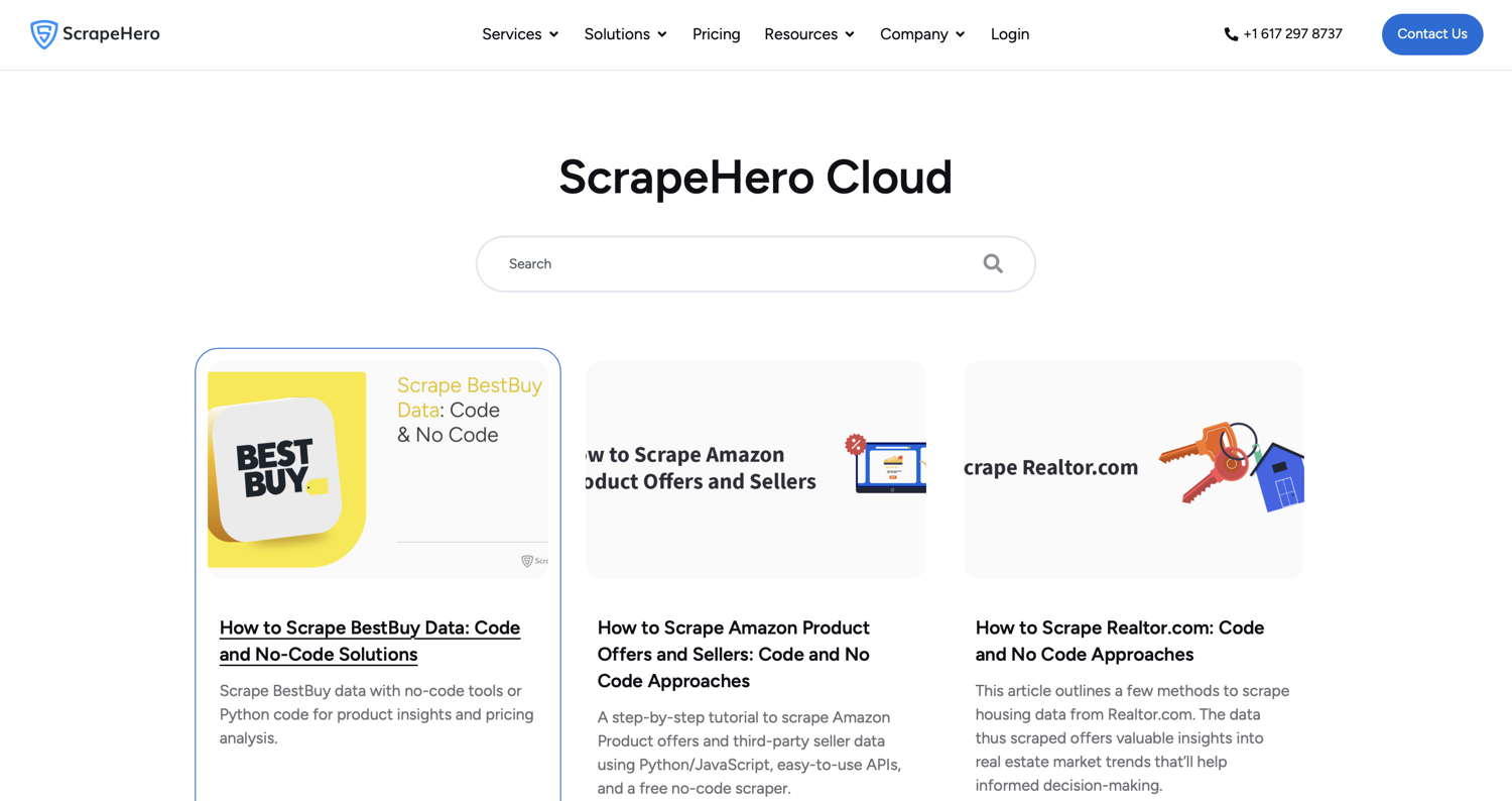 ScrapeHeroCloud homepage
