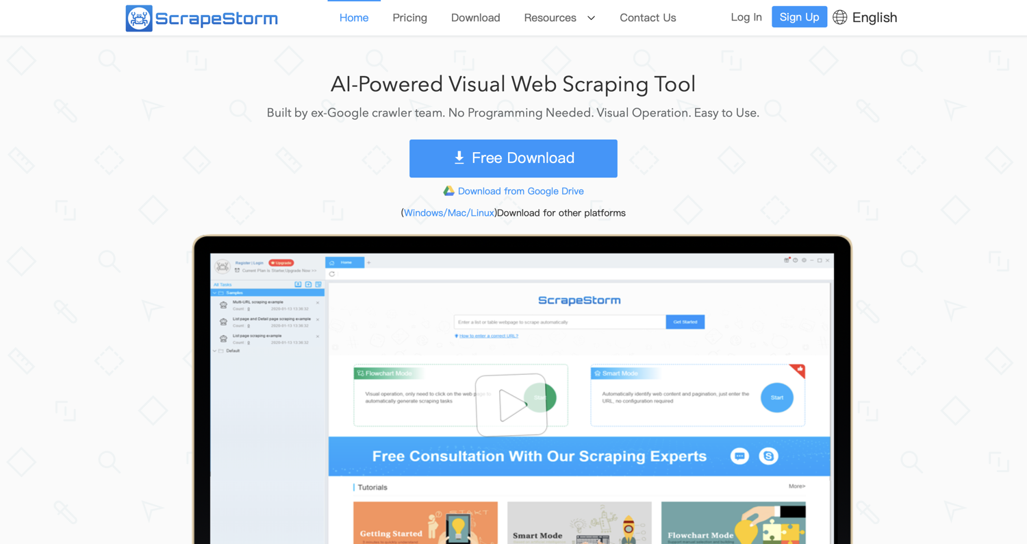 ScrapeStorm homepage