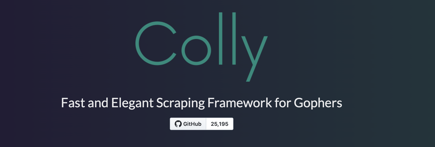 Colly homepage describing it as a fast and elegant scraping framework for Gophers