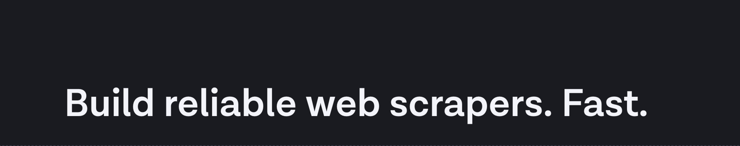 Crawlee homepage with the tagline build reliable web scrapers, fast
