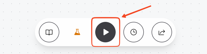 AutoGPT builder toolbar with the Run button highlighted