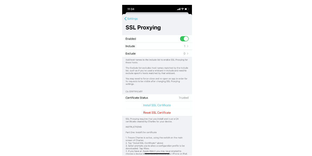 SSL proxying Charles iOS app