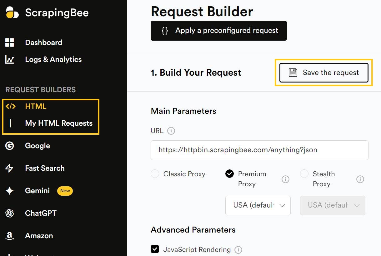 ScrapingBee request builder