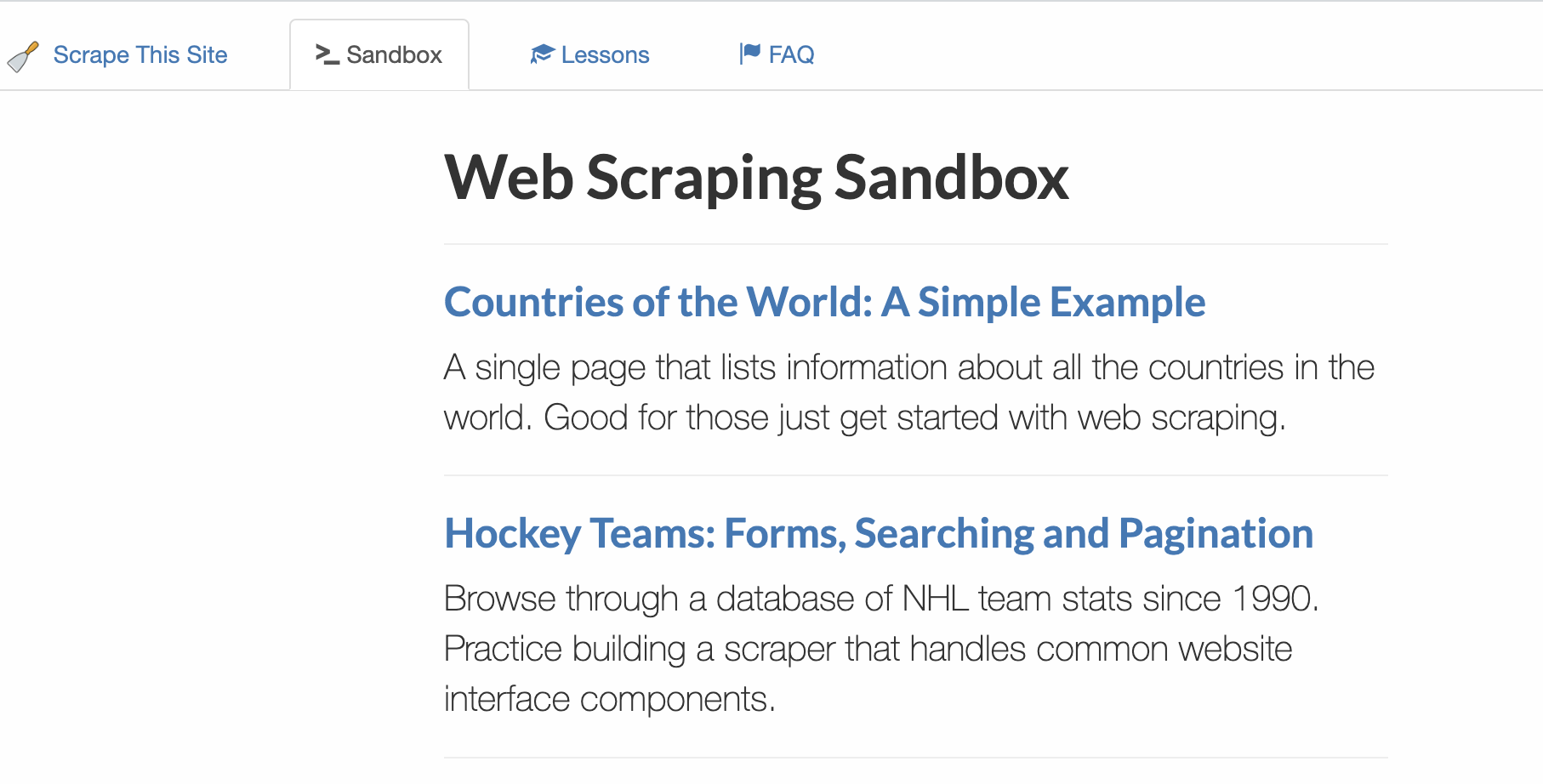 Sandbox page