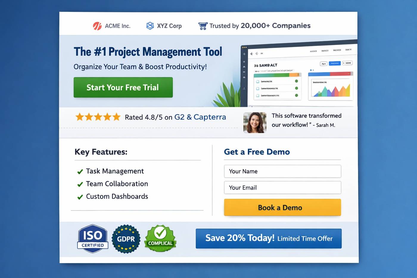 Sample competitor landing page