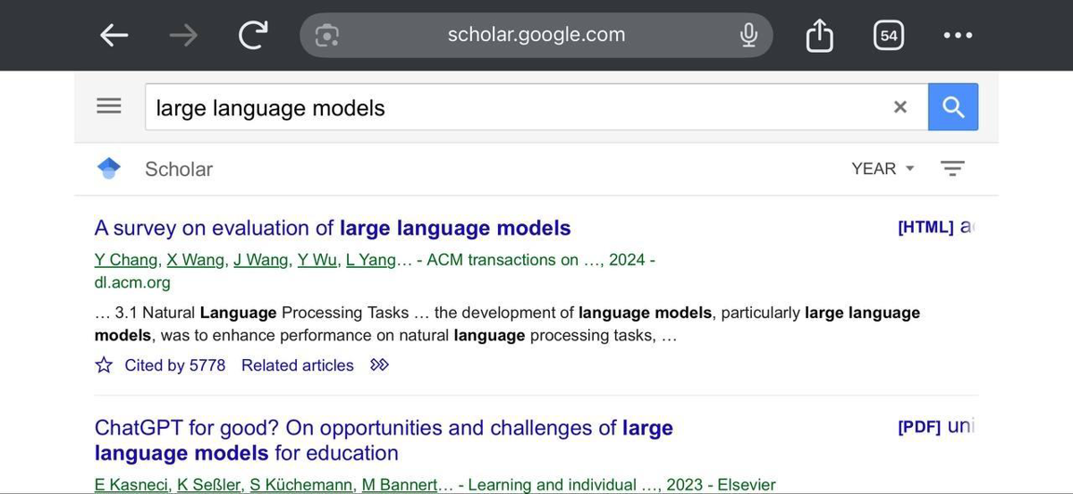 Google Scholar search results page showing extractable fields