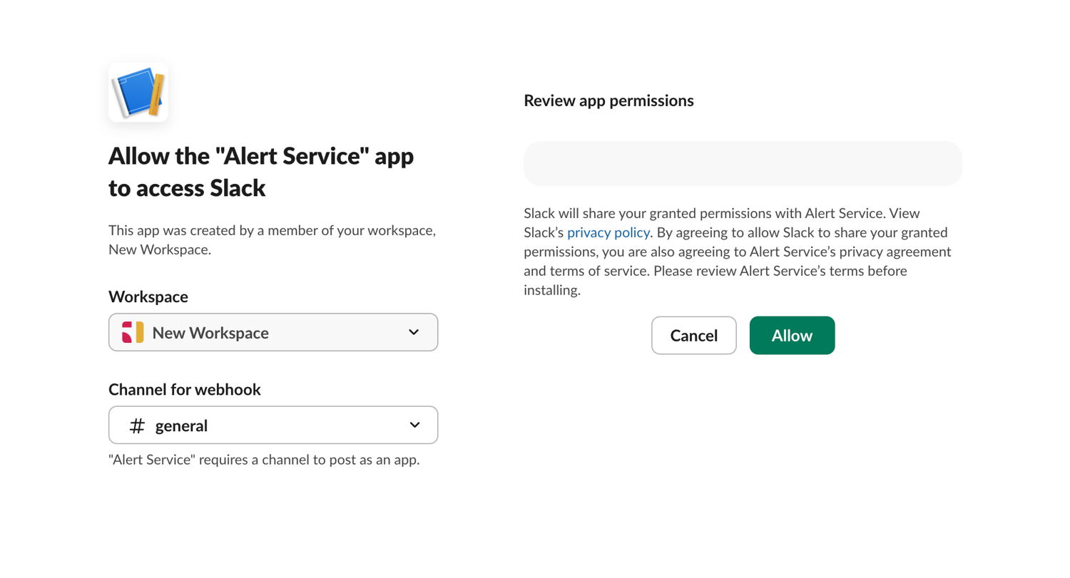 Choose the Slack channel that will receive alerts