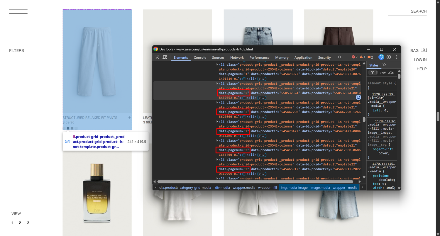 Note the “data-pagenum” HTML attribute set to “2”