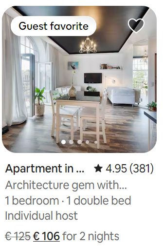 A typical listing card on Airbnb ready to be scraped