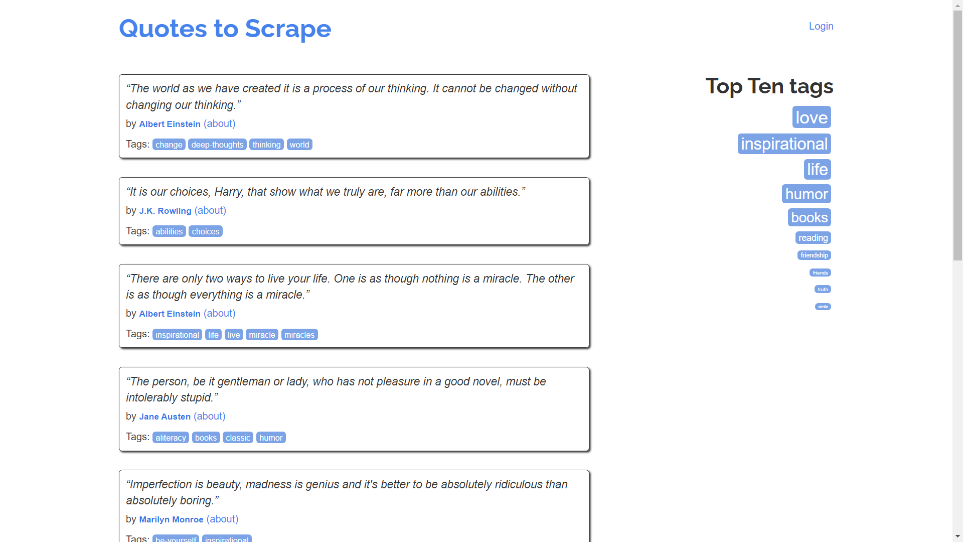 Quotes to Scrape homepage
