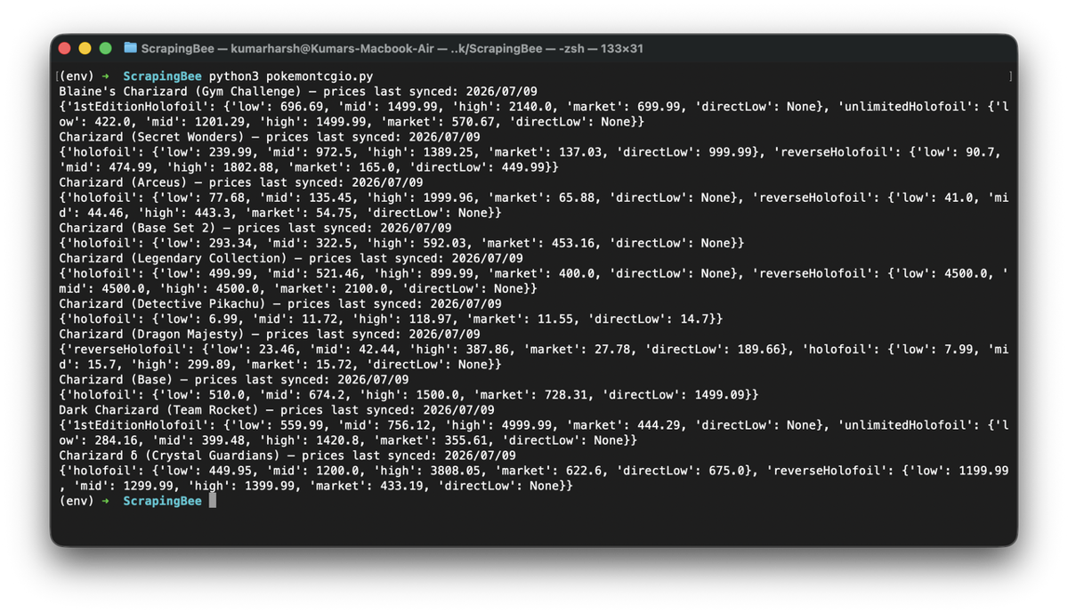 Pokemon TCG API result