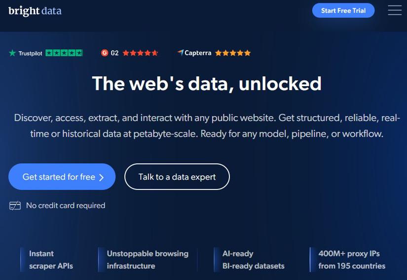 Bright Data homepage