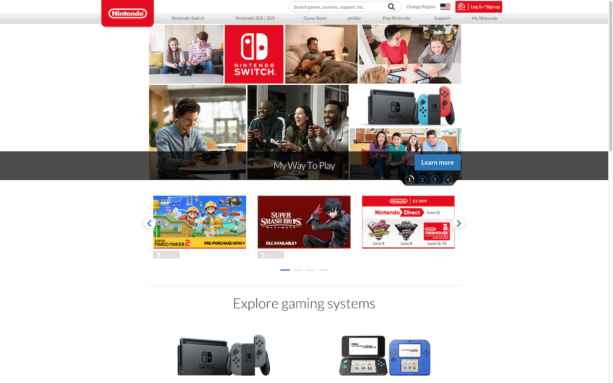 Nintendo Homepage Screenshot
