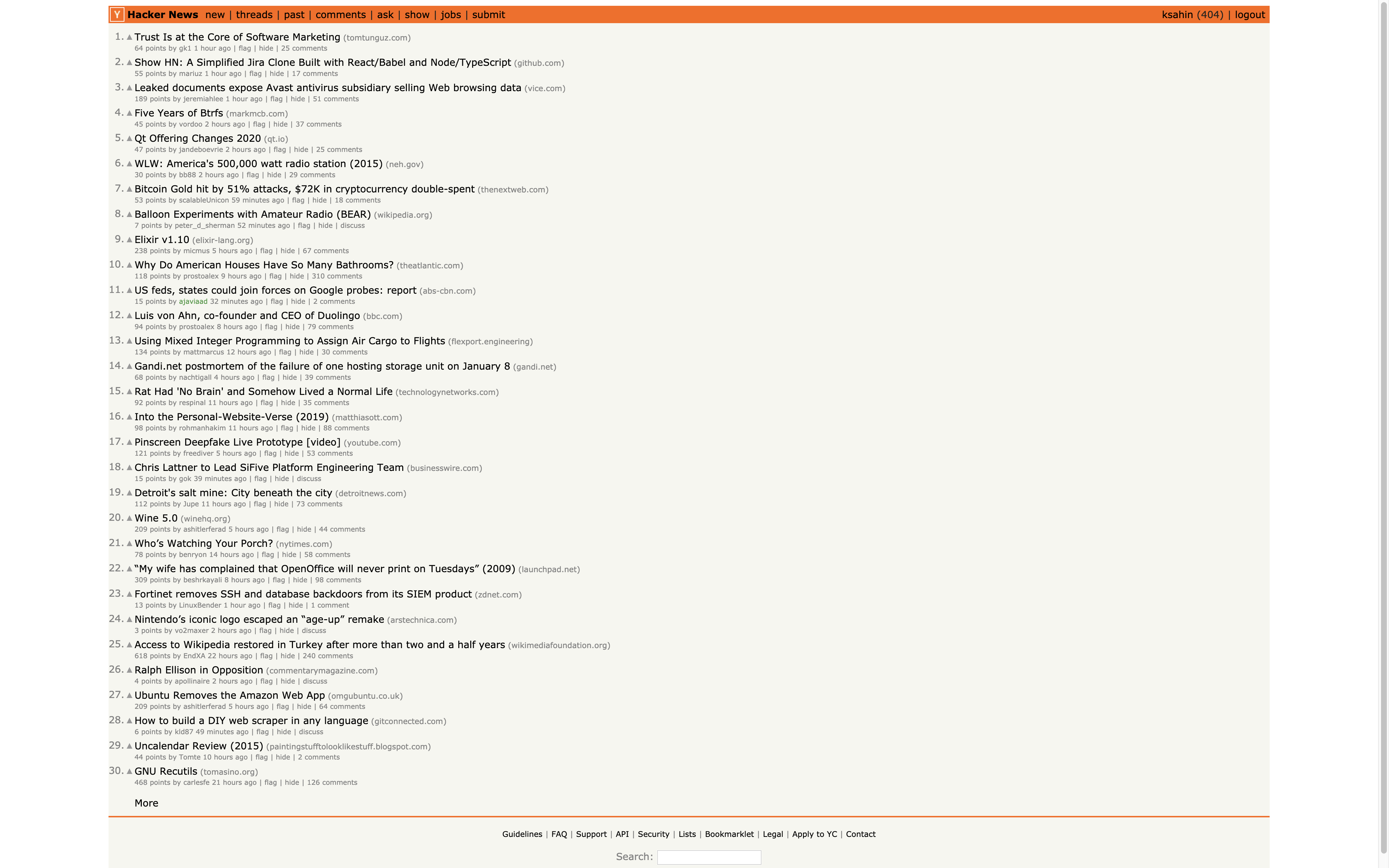 Hacker News login page