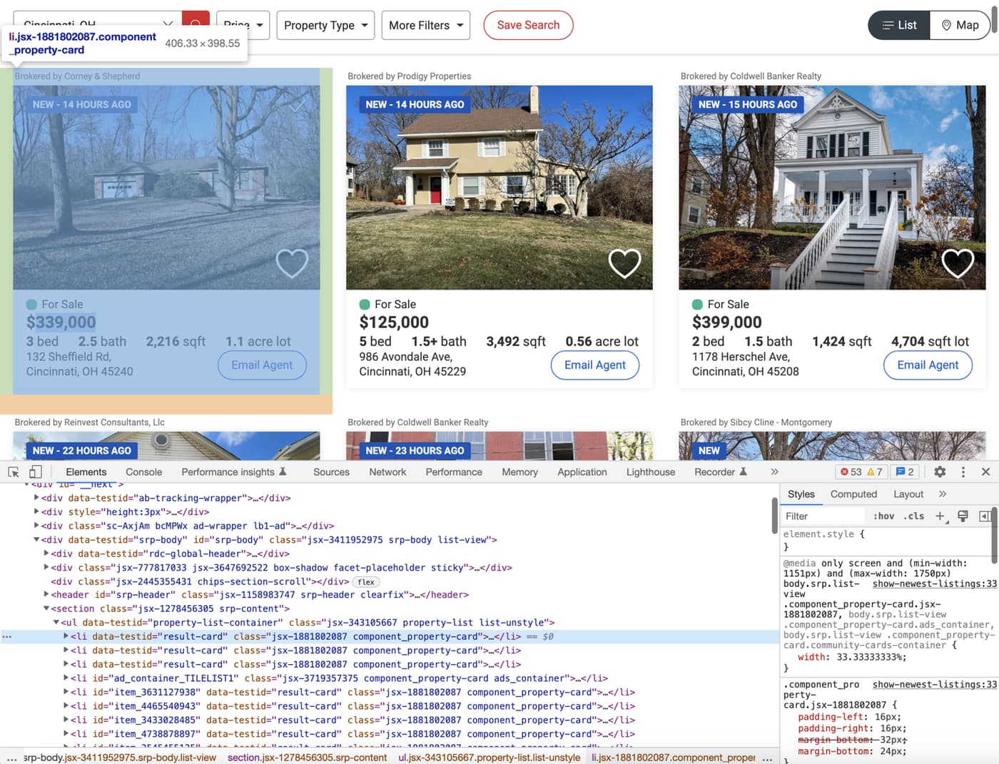 Individual listing