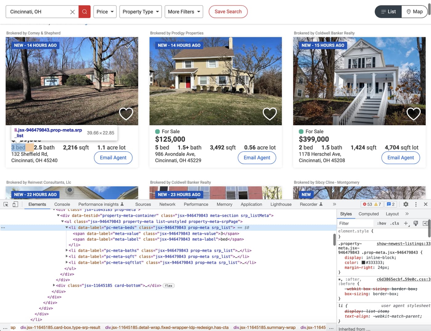 Listing beds