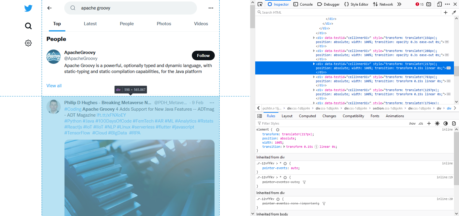 Twitter DOM