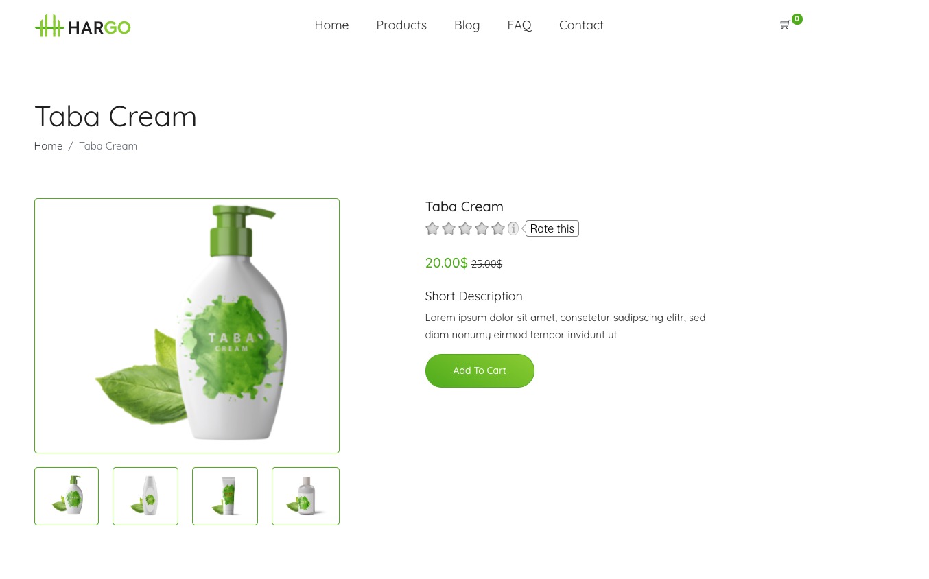 Product screenshot on an E-commerce website