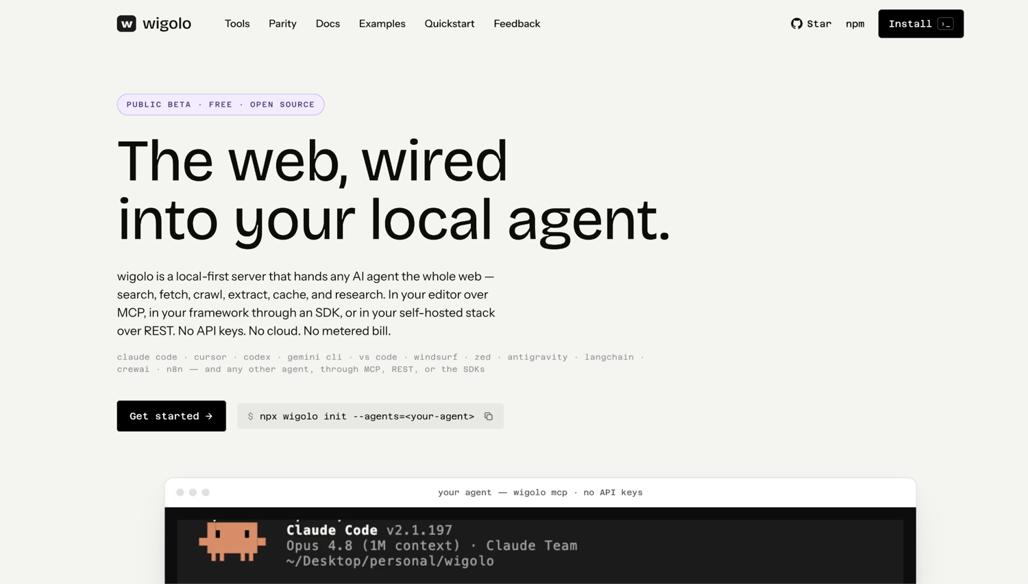 Wigolo runs on your local server for web intelligence