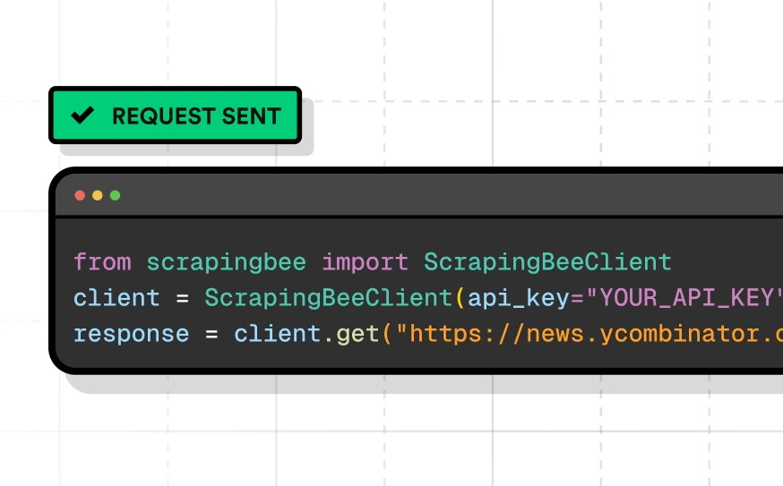A ScrapingBee API request sent from a Python client