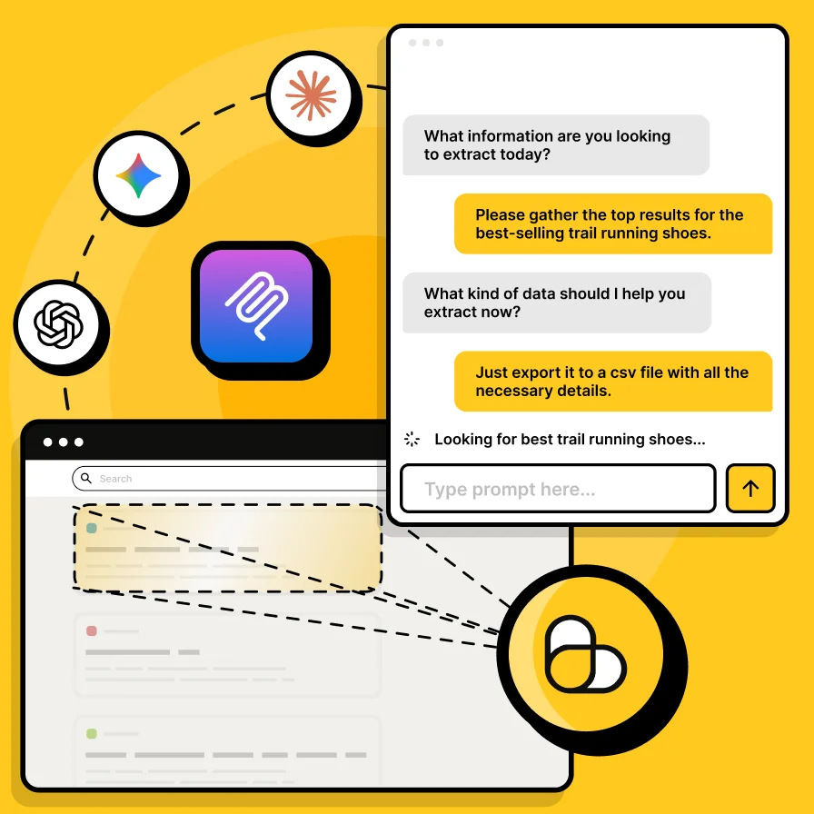 AI clients and a browser connected to ScrapingBee