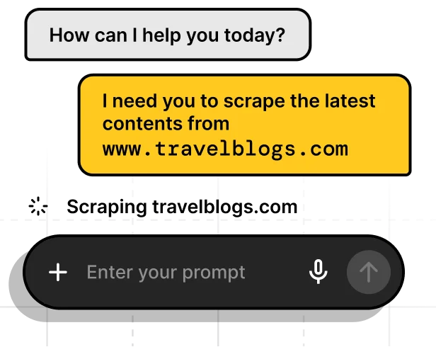 A chat prompt describing the data to extract