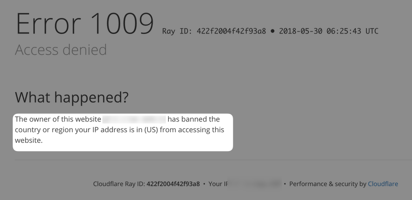 Cloudflare Error 1009