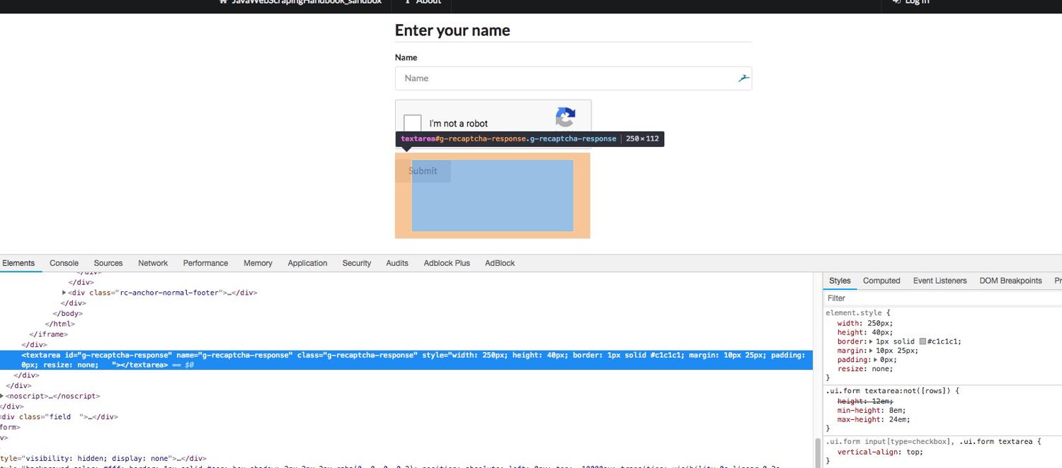 Hidden input with modified visibility