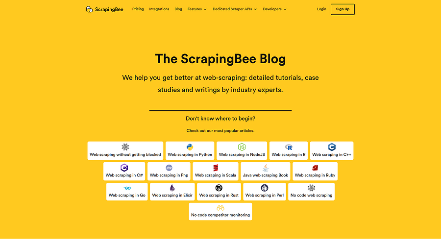 Screenshot of the ScrapingBee blog captured with the screenshot parameter, showing only the visible viewport.